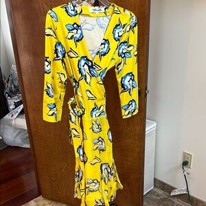 Floral Yellow Wrap Dress